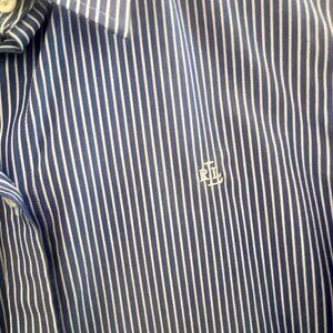 Ralph Lauren Navy and White Pinstripe Long Sleeve Shirt